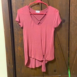 vneck, deep purple tied tshirt